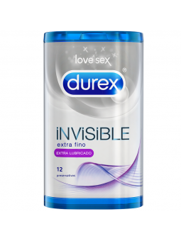 Durex Invisible Extra Lubricado 12 uds - Comprar Condones extra finos Durex - Preservativos extra finos (1)