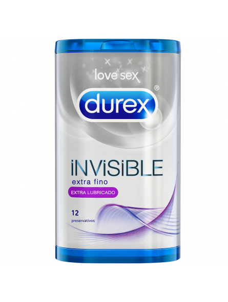 Durex Invisible Extra Lubricado 12 uds - Comprar Condones extra finos Durex - Preservativos extra finos (1)