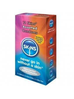 Skins Preservativos Natural & Fino & Puntos & Estrías 12 uds - Comprar Condones especiales Skins - Preservativos especiales (1)