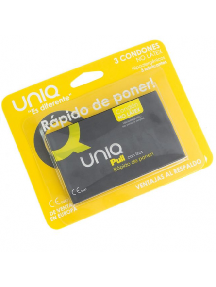 Uniq Pull Con Tiras Preservativo Sin Látex 3 uds - Comprar Condones sin látex Unique - Preservativos sin látex (1)
