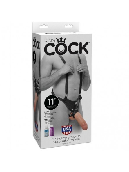 Strap-On Con Dildo Hueco 28 cm & Tirantes Color Carne - Comprar Arnés hueco sexual King Cock - Arneses sexuales (6)
