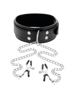 Darkness Collar Con Pinzas Para Pezones Negro - Comprar Collar BDSM Darkness - Collares BDSM (1)