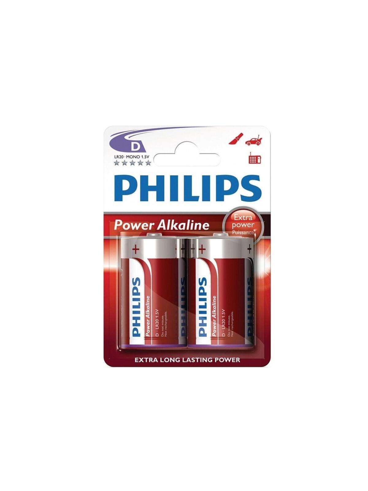 Philips Power Alkaline Pila D LR20 Blíster*2 - Comprar Pilas y baterías Phillips - Pilas & baterías (1)
