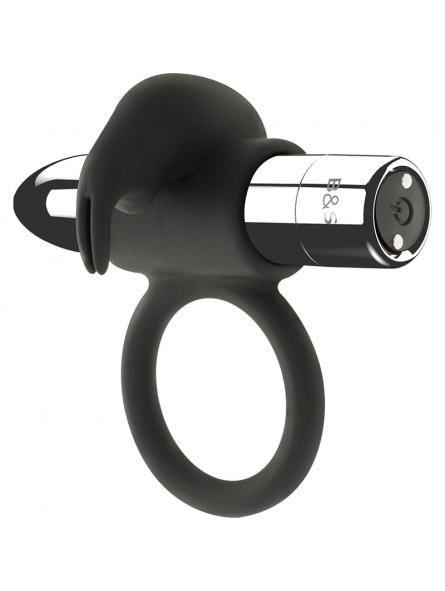 Black&Silver Burton Anillo Recargable 10 Modos Vibración - Comprar Anillo vibrador pene Black&Silver - Anillos vibradores pene (