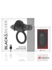 Black&Silver Burton Control Remoto Cockring Watchme - Comprar Anillo vibrador pene Black&Silver - Anillos vibradores pene (4)