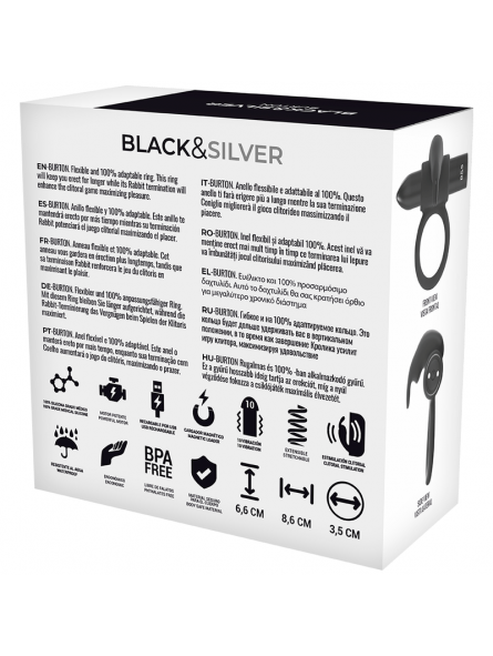 Black&Silver Burton Control Remoto Cockring Watchme - Comprar Anillo vibrador pene Black&Silver - Anillos vibradores pene (5)