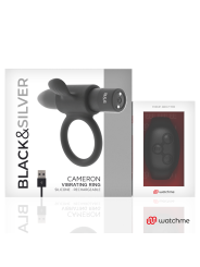 Black&Silver Cameron Control Remoto Cockring Watchme - Comprar Anillo vibrador pene Black&Silver - Anillos vibradores pene (4)