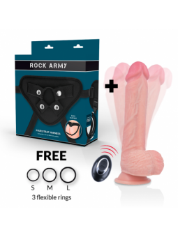 Rockarmy Arnés + Liquid Silicone Vibrador Control Remoto Premium Apache 22 cm - Comprar Arnés dildo sexual Rock Army - Arneses s