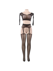 Queen Lingerie Bodystocking Top Manga Larga S-L - Comprar Bodystocking sexy Queen - Redes catsuits (4)
